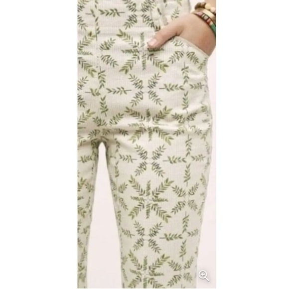 Anthropologie Cartonnier Charlie Leaf Print Cropped Trouser Pants - Size 0 - Picture 2 of 14